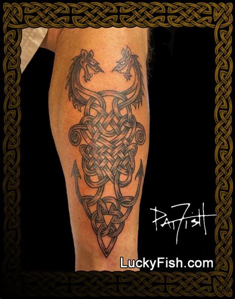 Twin Dragons Celtic Tattoo Design — LuckyFish, Inc. and Tattoo Santa Barbara