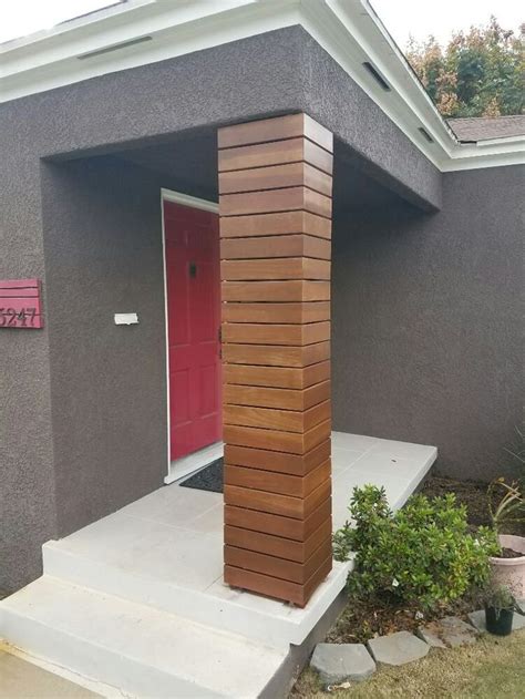 Wood wrapped pillar | House exterior, Home exterior makeover, House pillars