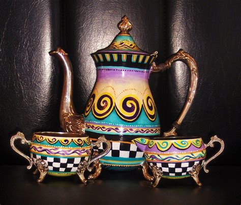 paulagold | Painted silver tea sets, Silver tea set, Painted teapot