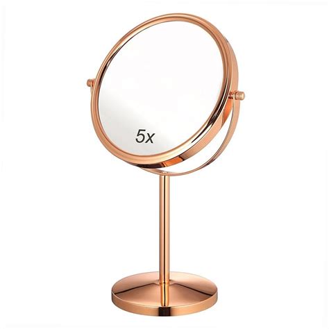 Rose Gold Makeup Mirror - 8'' Tabletop Vanity Makeup Mirror Two-sided 5x Swivel 692760760913 ...