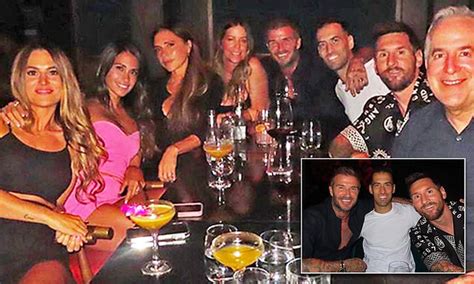 Lionel Messi, David Beckham and Sergio Busquets enjoy dinner with their ...