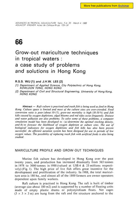 (PDF) Grow-out mariculture techniques in tropical waters: A case study of problems and solutions ...