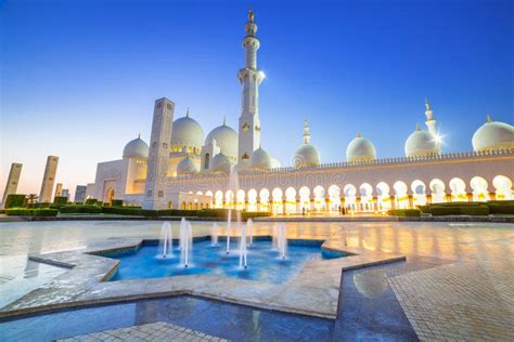 Grand Mosque in Abu Dhabi at Night Stock Photo - Image of culture ...