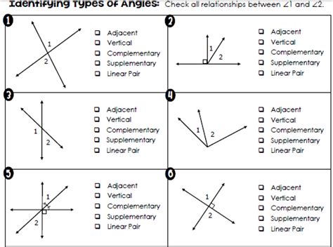 Vertical Angles And Linear Pairs Worksheet