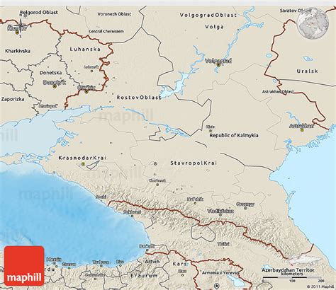 Shaded Relief 3D Map of North Caucasus