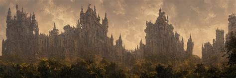 KREA - highgarden castle from westeros at dawn, jeweled architecture, massive gates, tower keep ...