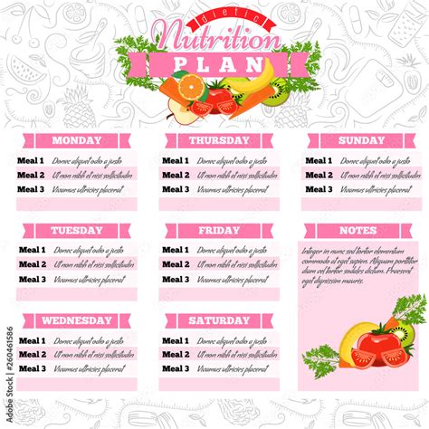 Healthy diet planning. Healthy food and weekly meal plan schedule ...