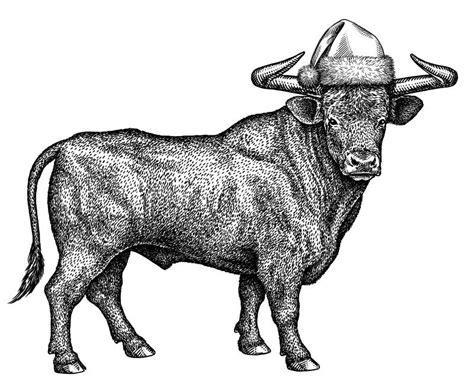 Black and White Engrave Isolated Bull Illustration Stock Illustration ...