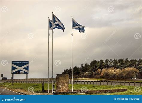 Border between England and Scotland - A1 Road Stock Image - Image of ...