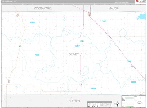 Dewey County, OK Wall Map Premium Style by MarketMAPS