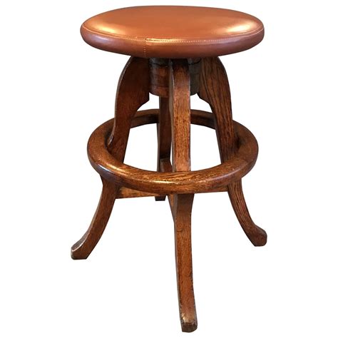 Industrial Solid Oak and Iron Workshop Stool, circa 1940s at 1stDibs