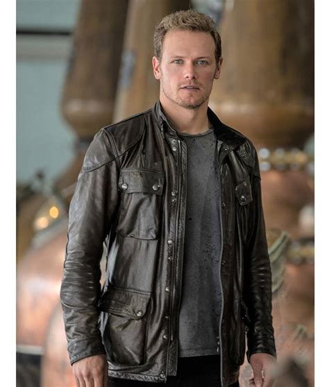 Biker Sam Heughan Men in Kilts Roadtrip Leather Jacket - Jackets Expert