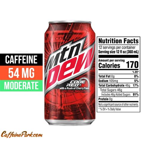 Mountain Dew Code Red Caffeine Content in 2023 | Caffeine, Mountain dew, Caffeine content