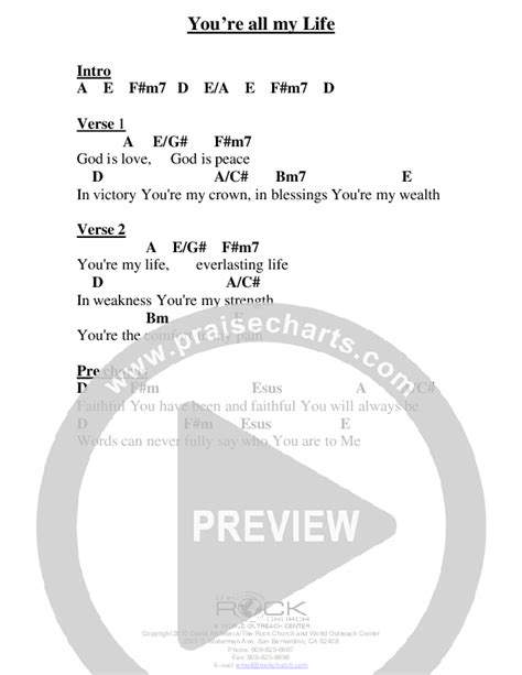 You're All My Life Chords PDF (David Crowder) - PraiseCharts