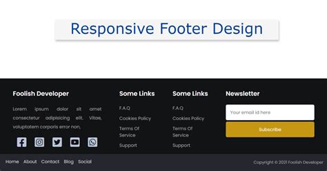 Responsive Footer Design using HTML & CSS