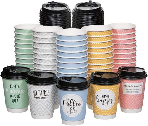 Amazon.com: UBREW Disposable Coffee Cups With Lids - (Double Wall) 12 ...