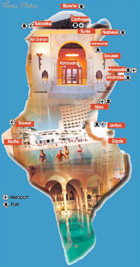 Tunisia Map Tourist Attractions - TravelsFinders.Com