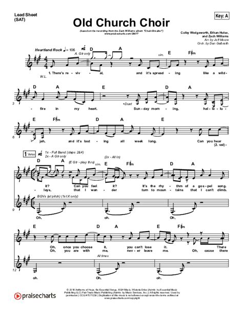 Old Church Choir Sheet Music PDF (Zach Williams) - PraiseCharts