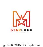 1 Letter M Star Logo Linear Style Clip Art | Royalty Free - GoGraph