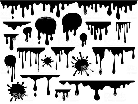 Ink blots and drips vector set isolated on white background royalty-free ink blots and drips ...