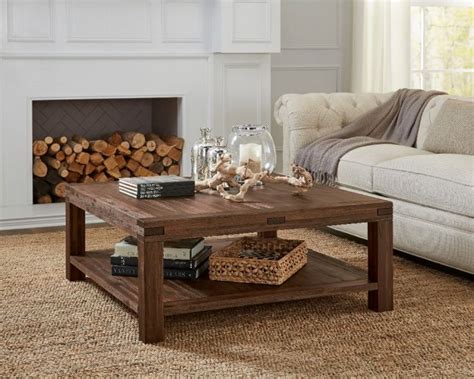 Meadow Solid Wood Square Coffee Table in Brick Brown - Modus 3F4121 | Square wood coffee table ...