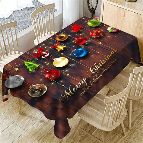 Hot New Year Table Cloth Christmas Tablecloth Print Rectangle Table Cover Holiday Festival Party ...