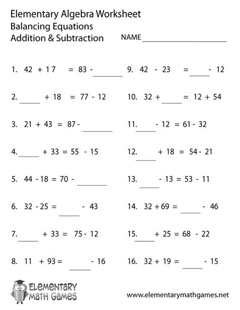 Algebra 1 Practice Worksheet Printable | Algebra Worksheets | Printable Algebra Worksheets High ...