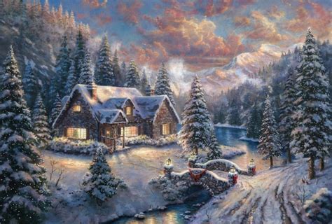 Famous Christmas Paintings from Thomas Kinkade - Photo to Hand Paintings