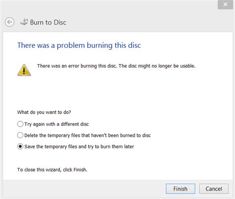 Error when burning files to disc - Windows Client | Microsoft Learn