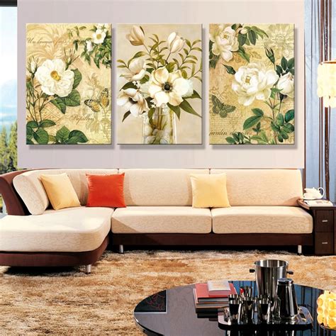 Frame Wall Art Poster Modern Print Paint 3 Panel Elegant And Charming Flowers Home Decor Living ...