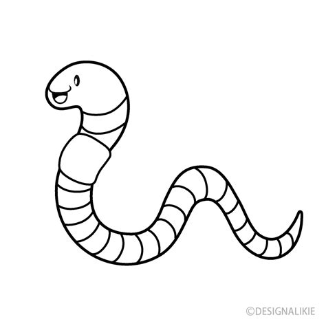 Cute Worm Black and White Free PNG Image｜Illustoon