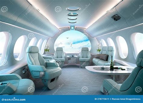 Private Jet S Futuristic Modern Interior, Where Sleek Design Elements ...