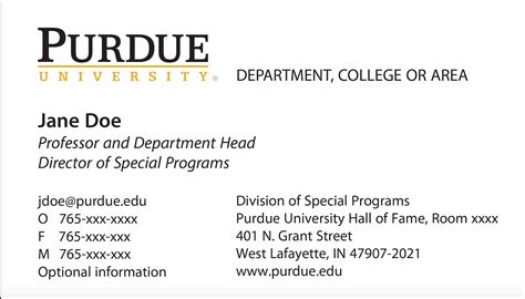 New business card template now online - Purdue University News