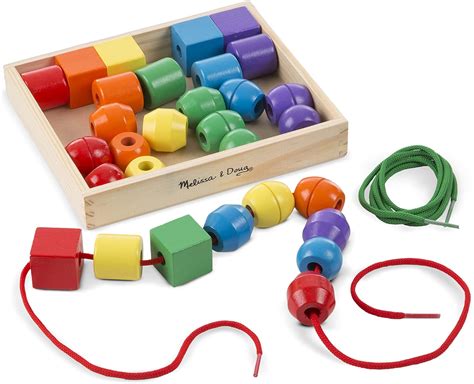 Amazon.com: Melissa & Doug Primary Lacing Beads - Educational Toy With 8 Wooden Beads and 2 ...