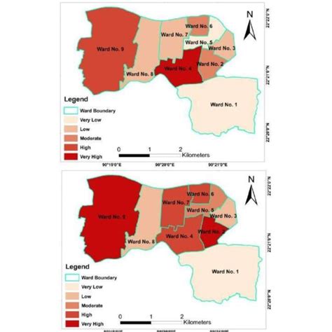 Sensitivity Map of Patuakhali Municipality using (a) Equal Class... | Download Scientific Diagram