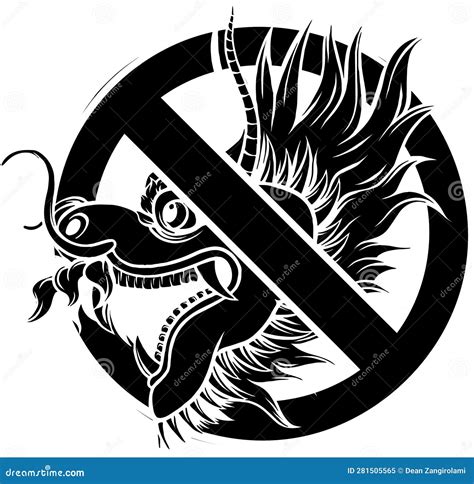 Black Silhouette of Dragon Head, Black and White Vector Illustration ...