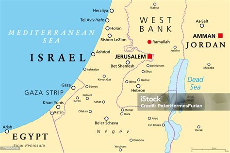 Part Of The Southern District Of Israel Political Map With The Gaza Strip Stock Illustration ...