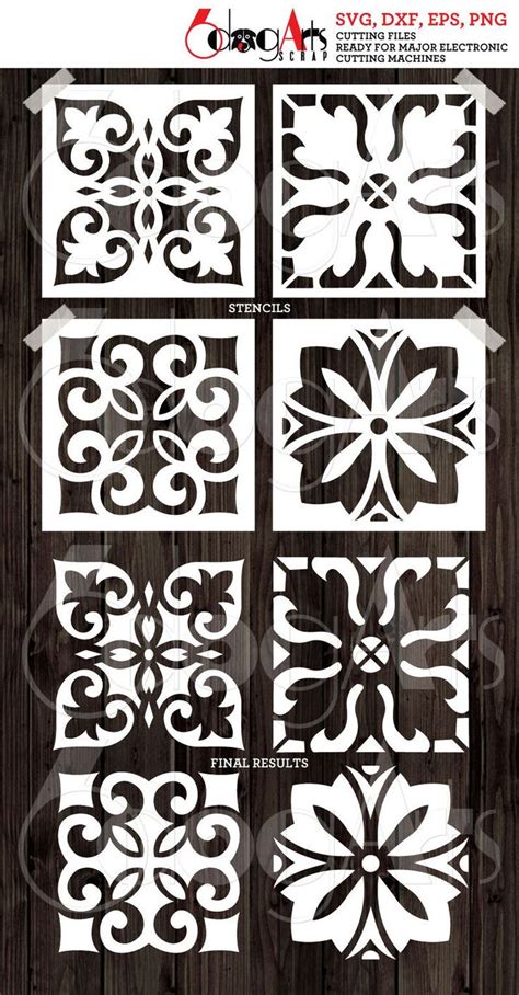 4 Tile Digital Stencil Template Designs SVG DXF Vector Files - Etsy Australia | Diy stencil ...