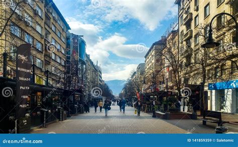 Sofia, Bulgaria - March 11, 2019: Sofia Pedestrian Walking Street on a ...