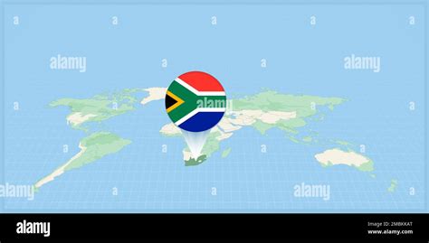 Location of South Africa on the world map, marked with South Africa flag pin. Cartographic ...