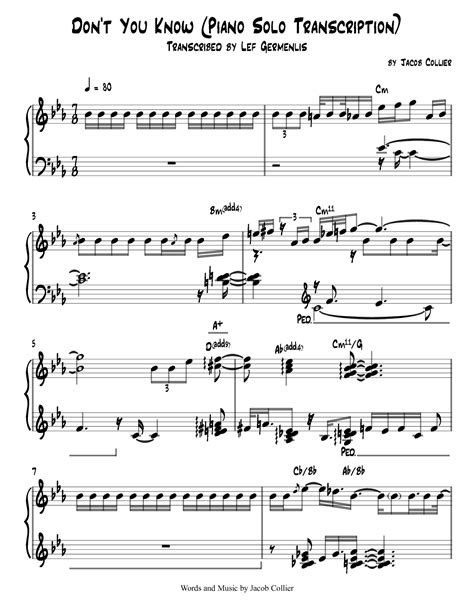 Don't You Know (arr. Lef Germenlis) Sheet Music | Jacob Collier | Piano ...