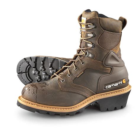 Men's Carhartt® Soft-toe Waterproof Insulated Logger Work Boots, Crazyhorse - 582626, Work Boots ...