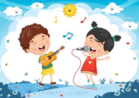 Kids Playing Music And Singing 690671 Vector Art at Vecteezy