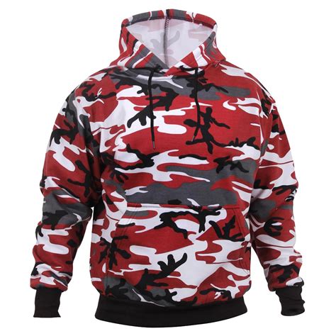 Red Camouflage Pullover Hooded Sweatshirt