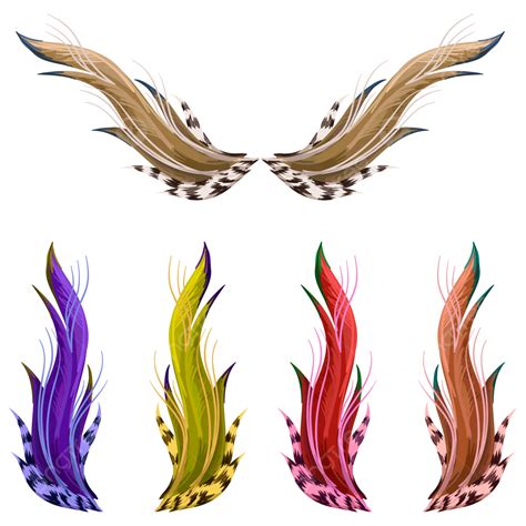 Colorful Cartoon Bird Feather Wings Illustration, Cartoon Wings, Bird Wings, Feather Wings PNG ...