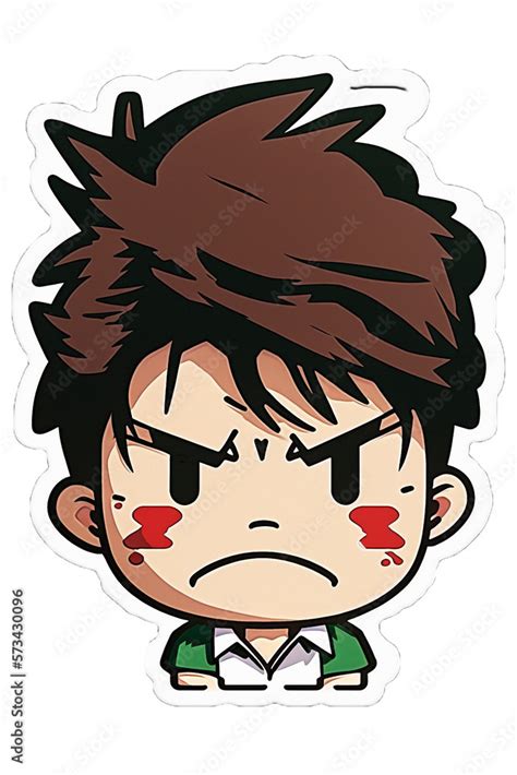 Angry anime boy created with Generative AI Tools Stock Illustration ...