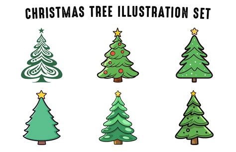 Free Christmas tree vector illustration Bundle, Set of Christmas Tree ...