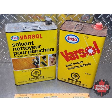 TINS (2) : - ESSO VARSOL Paint Thinner - ESSO VARSOL Floor Cleaning Solvent (Largest : 10"H x 7-1/2"