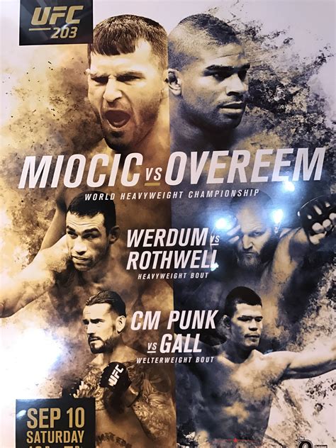 UFC 203 poster Miocic vs. Overeem, Werdum vs. Rothwell, CM Punk vs. Gall in 2021 | Cm punk, Ufc ...