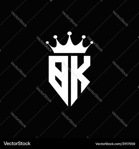 Bk logo monogram emblem style with crown shape Vector Image